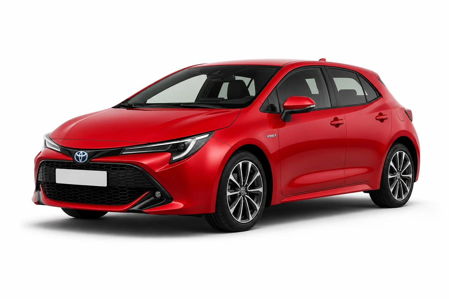 Toyota Corolla Hybrid w czerwonym lakierze — wizualizacja poglądowa modelu